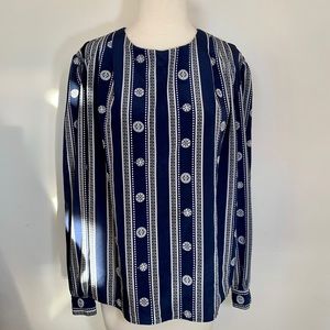 ⚓️ Vintage Nautical Vibes 80s Compass Print Blouse